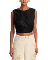 Frame The Mesh Twist Tank Top In Black