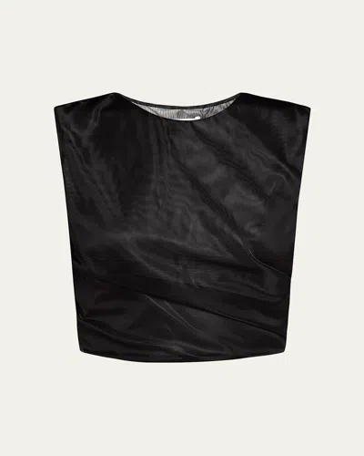 Frame The Mesh Twist Tank Top In Black