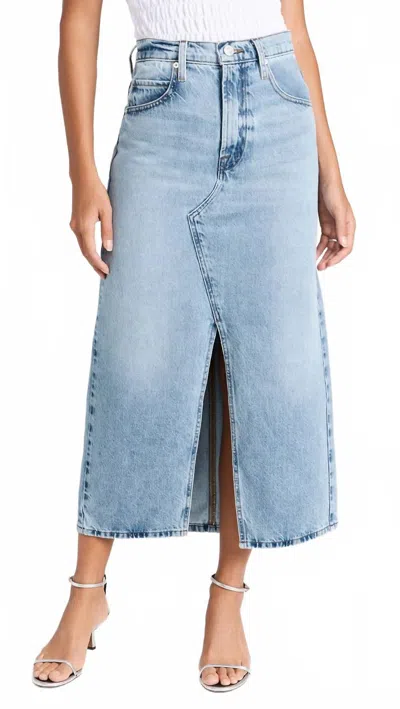 Frame The Midaxi Angled Seam Skirt In Baines In Blue