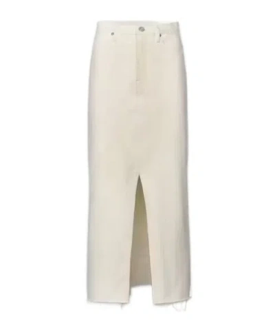 Frame The Midaxi Denim Midi Skirt In White
