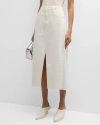 Frame The Midaxi Skirt Angled Seam Raw After Ecru Denim In Ecru
