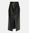 Frame Panelled Leather Midi Skirt In Black
