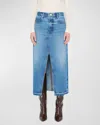 Frame The Midaxi Split-hem Denim Midi Skirt In Blue
