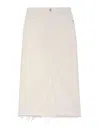 Frame The Midaxi Skirt Angled Seam Raw After Ecru Denim In Beis Claro