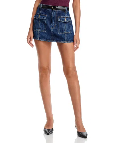 Frame The Mini Denim Utility Skirt In Blue