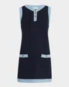 Frame The Mixed Denim Trim Knit Minidress