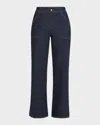 Frame Le Slim Palazzo Modernist Pocket High-rise Wide-leg Jeans In Blue