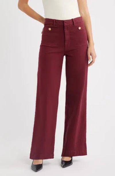 Frame The Modernist High Waist Straight Leg Pants In Burgundy