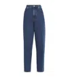 Frame The Bubble Blue Jeans With Structured Leg And Turn-up Hem In Denim Woman In Blue
