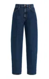 Frame The Neat High-rise Barrel-leg Jeans In Blue