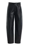 Frame The Neat Leather Barrel-leg Pants In Blue