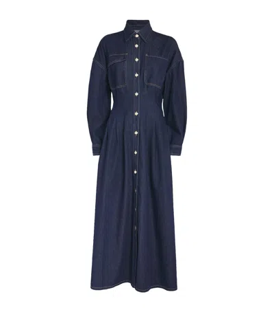 Frame The Nipped Midi Dress In Blau