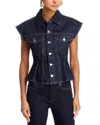 Frame Womens Rinse Nipped Pointed-collar Denim Vest In Rinse
