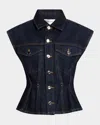 Frame Womens Rinse Nipped Pointed-collar Denim Vest In Rinse