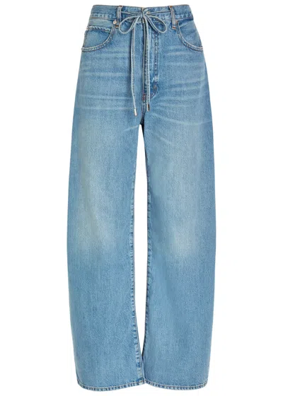 Frame Womens Afterglow Off Duty Drawstring Bow Denim Jeans In Blue