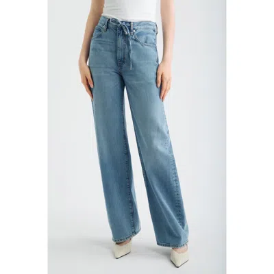 Frame The Off Duty Drawstring Bow Jeans In Blue