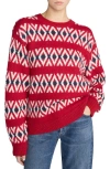 Frame The Oversized Alpaca Sweater Currant Fairisle In Multi