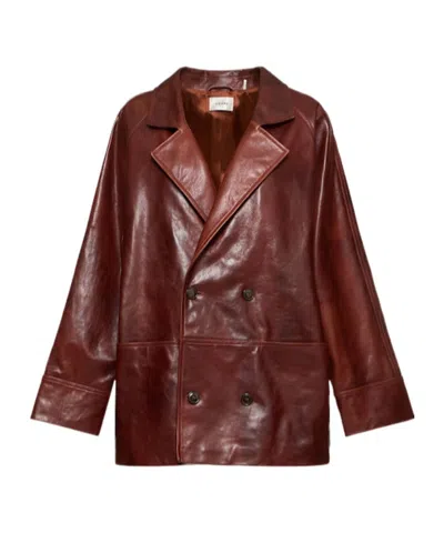 Frame The Oversized Leather Jacket In 棕色