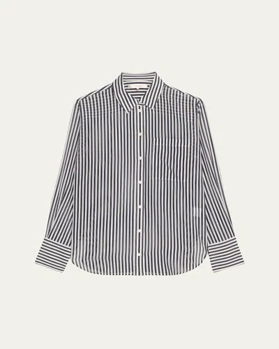 Frame The Oversized Pocket Shirt In Navy Multi