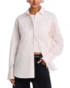 Frame Stripe Oversize Cotton Button-up Shirt In Azalea Multi