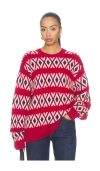 Frame The Oversized Alpaca Sweater Currant Fairisle In Red