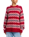Frame The Oversized Alpaca Sweater Currant Fairisle In Red