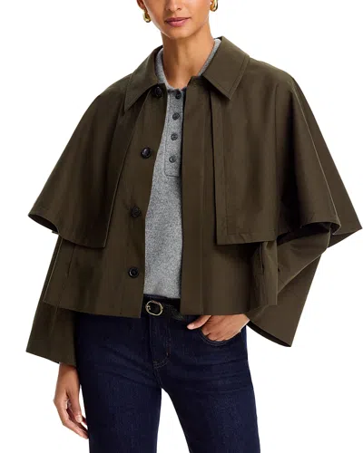Frame The Paddock Cotton Cape Jacket In Military Green