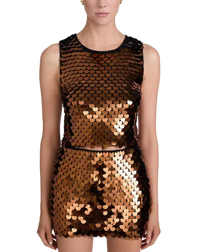 Frame The Paillette Embellished Wool Tank In Brown