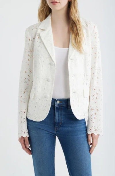 Frame The Paisley Cotton Eyelet Blazer In White
