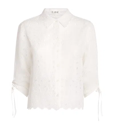 Frame The Paisley Eyelet Cinch Sleeve Shirt In White