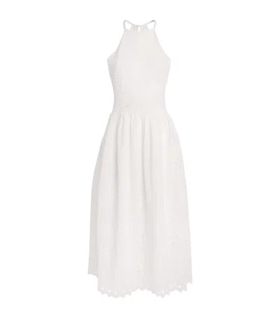 Frame The Paisley Eyelet Midi Dress In White