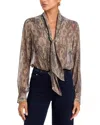 Frame The Paisley Silk Tie Blouse In Multi