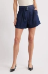 Frame The Paperbag Belted Denim Shorts In Rinse