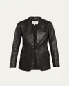 Frame The Peak Lapel Leather Blazer In Black