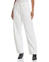 Frame Rhinestone-embellished White Cotton Straight Jeans In White