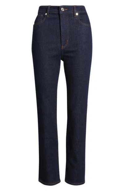Frame The Pencil Crop High Waist Ankle Slim Straight Leg Jeans In Blue