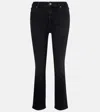 Frame Le Crop High Waist Raw Hem Mini Bootcut Jeans In Animal Print