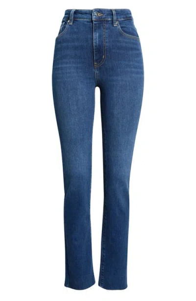 Frame The Pencil High Waist Raw Hem Crop Jeans In Blue