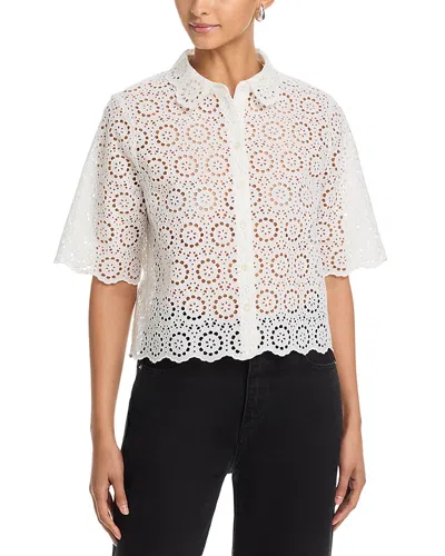 Frame The Petal Eyelet Blouse In White