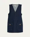 Frame The Pinafore Mini Dress In Blue
