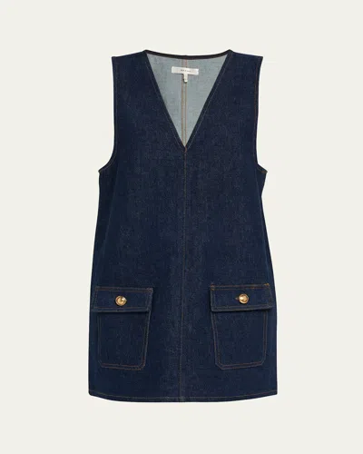 Frame The Pinafore Mini Dress In Blue