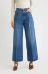 Frame The Pixie Collegiate Super High Waist Wide Leg Jeans In Blue