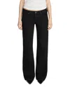 Frame The Pixie Gray Cotton Low Rise Bootcut Jeans In Black In Black