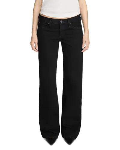 FRAME THE PIXIE GRAY COTTON LOW RISE BOOTCUT JEANS IN BLACK