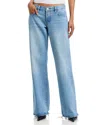 Frame The Pixie Gray Low Rise Jeans In Dodger Offset Hem In Blue