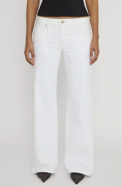 Frame The Pixie Gray Low Rise Wide Leg Jeans In White