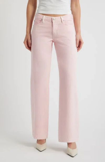 Frame The Pixie Gray Low Rise Wide Leg Jeans In Pink