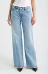 Frame The Pixie Gray Low Rise Jeans In Dodger Offset Hem In Blue