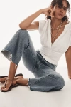 Shop Frame The Pixie Lax Petite Mid-rise Wide-leg Jeans In Blue