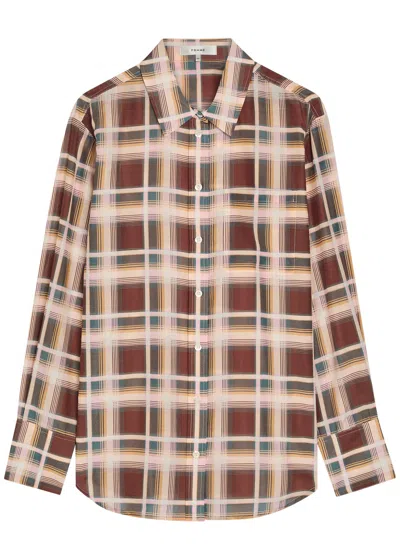 Frame The Plaid Boy Cotton And Silk-blend Shirt In Red